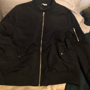 NWOT M black Olivia Grey bomber jacket